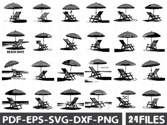 Beach Chair Silhouette Graphics for Handmade Illustrations