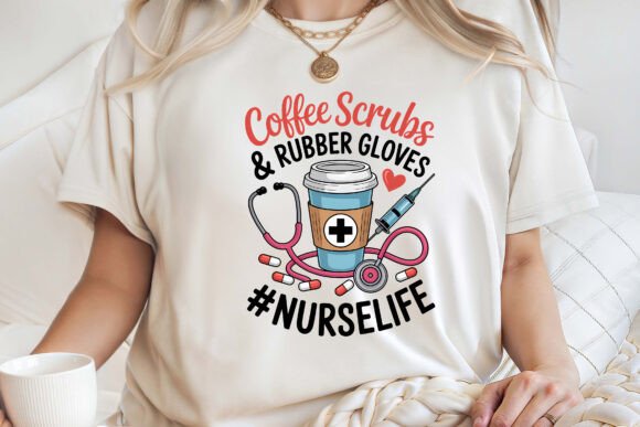 Coffee Scrubs Rubber Gloves Nurselife Graphics for T-Shirt Designs
