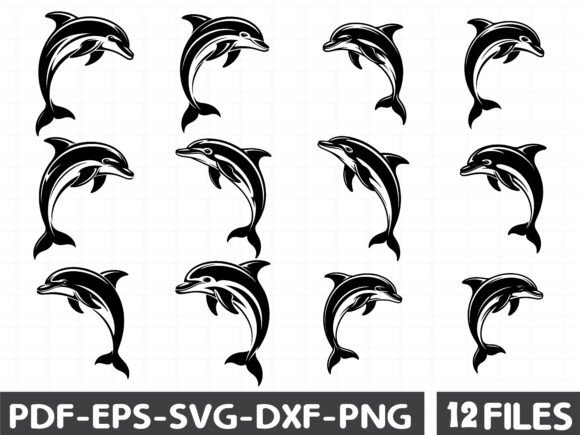 Dolphin Silhouette Vector Graphics for Illustrations
