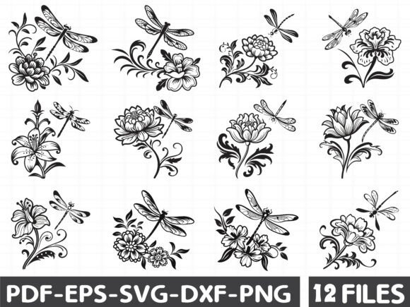Flower with Dragonfly SVG: Premium Graphics for Local Illustrations