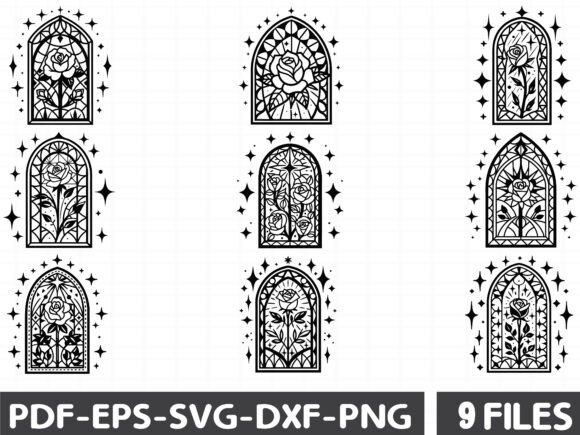 Gothic Rose Stained Glass SVG for Graphics & Illustrations