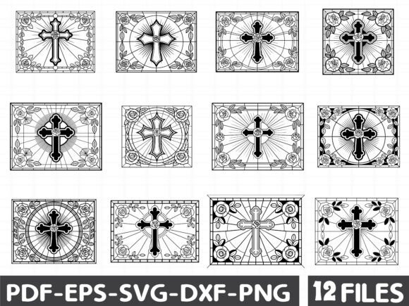 Stained Glass Cross Tarot Card: Graphics for Editorial & Illustrations