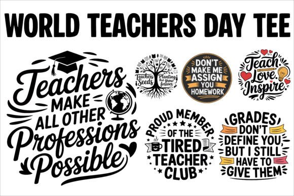 Teacher T-Shirt Design Vector Bundle for Graphics and T-Shirt Designs