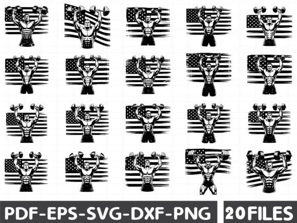 US Body Builder SVG, American Gym Cricut Graphics & Illustrations